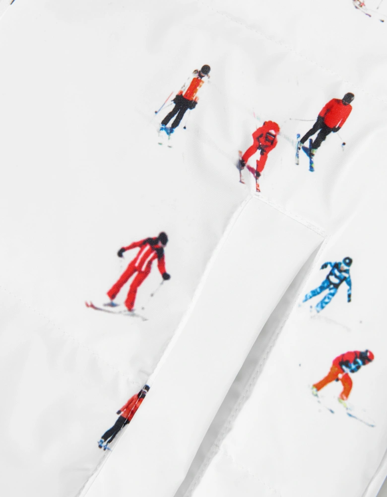 Kids Dede Ski Print Nuuk Puffer Jacket in White