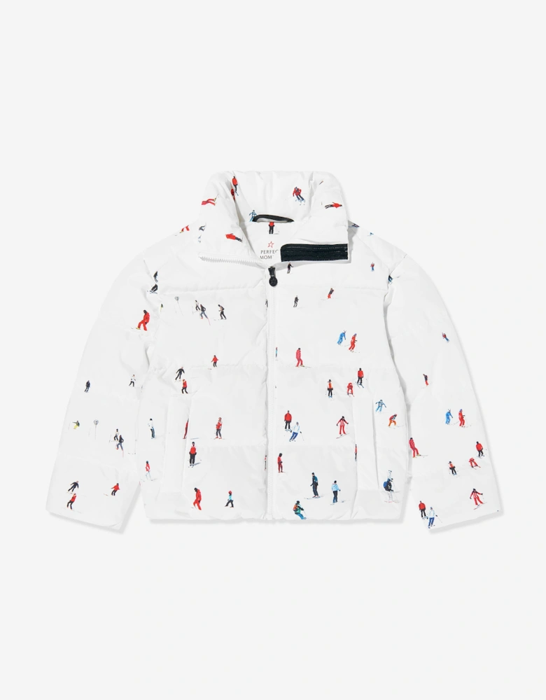 Kids Dede Ski Print Nuuk Puffer Jacket in White