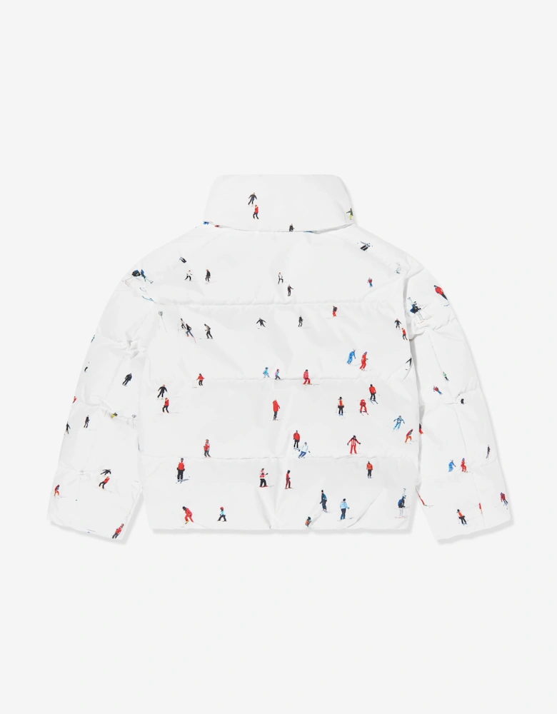 Kids Dede Ski Print Nuuk Puffer Jacket in White