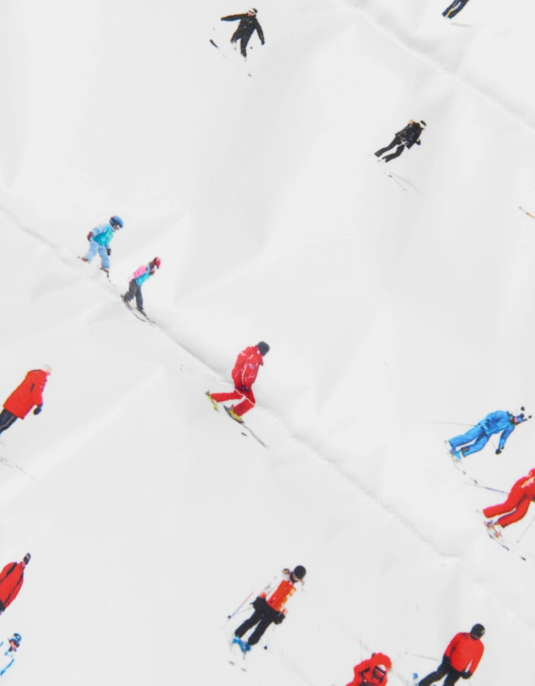 Kids Dede Ski Print Nuuk Puffer Jacket in White