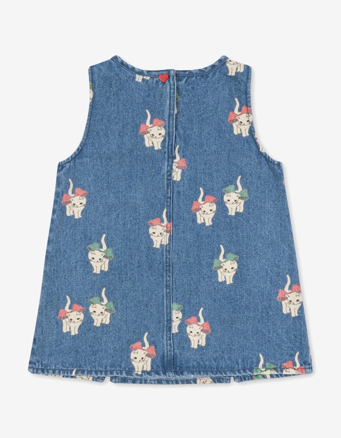 Konges Sløjd Girls Magot Bow Kitty Denim Dress in Blue