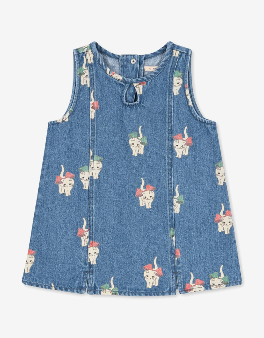 Konges Sløjd Girls Magot Bow Kitty Denim Dress in Blue, 6 of 5