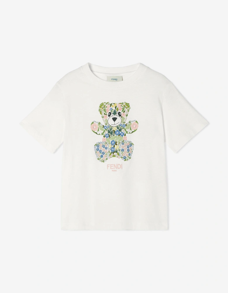 Girls Teddy Bear T-Shirt in White