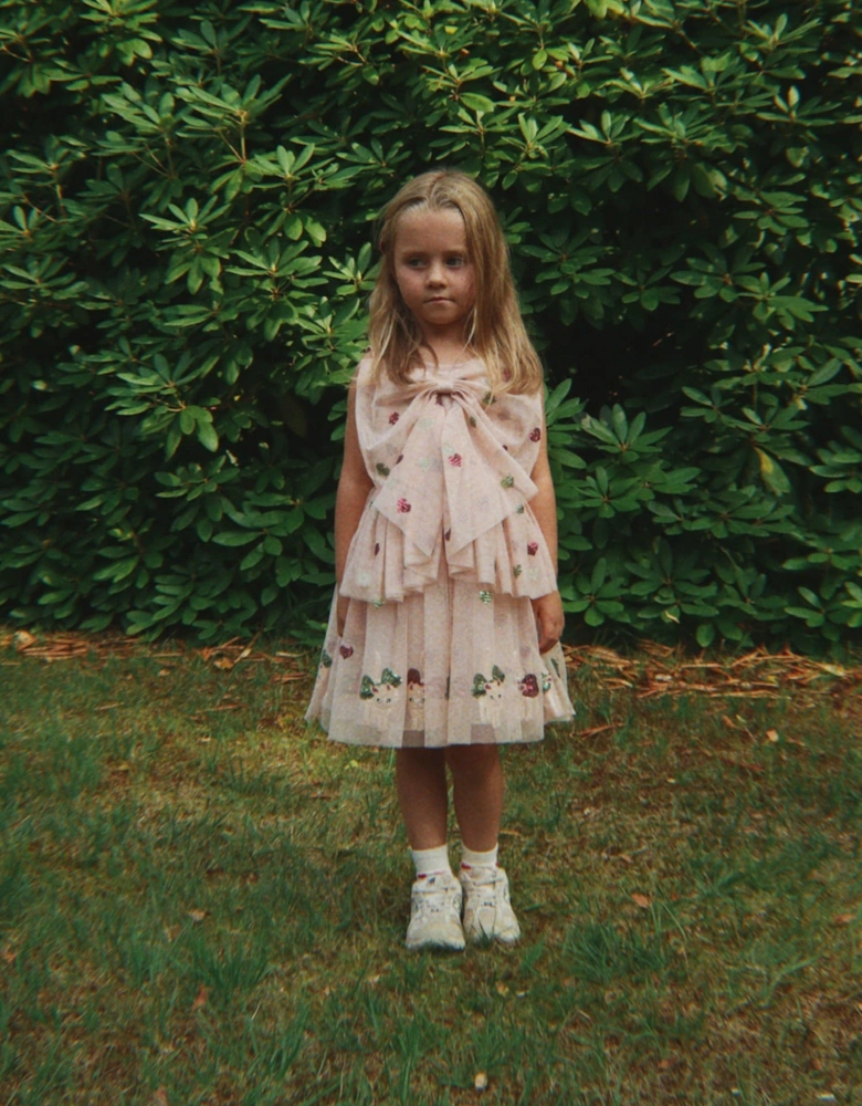 Konges Sløjd Girls Yvonne Bow Dress in Pink