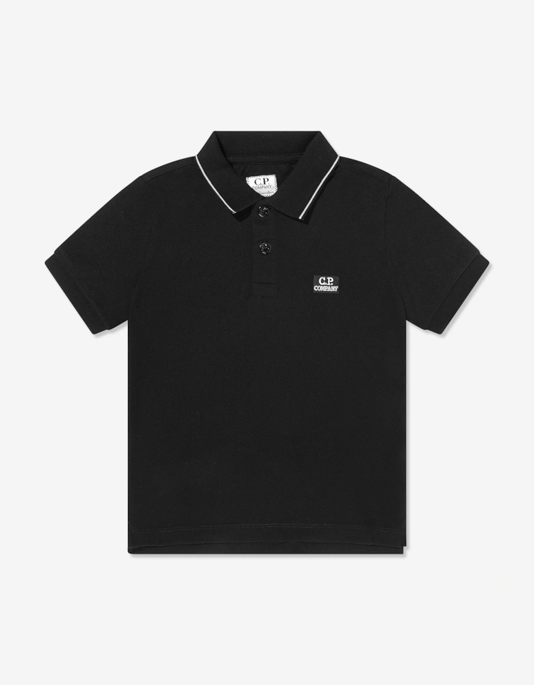 C.P. Company Boys Logo Polo Shirt in Black