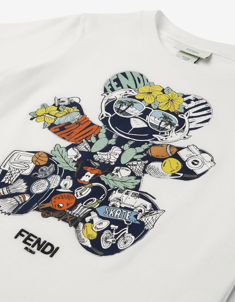 Boys Teddy Bear T-Shirt in White