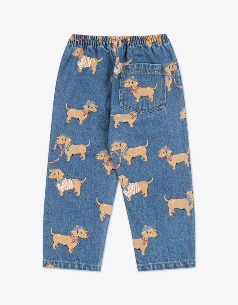 Konges Sløjd Girls Magot Dachshund Denim Pants in Blue