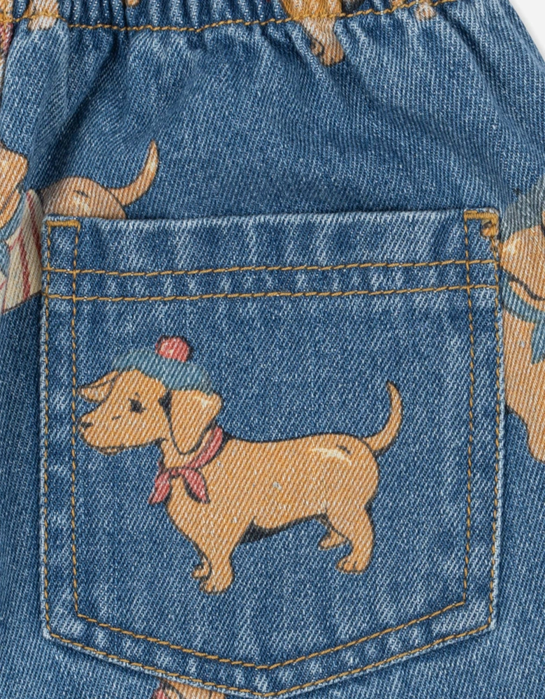 Konges Sløjd Girls Magot Dachshund Denim Pants in Blue