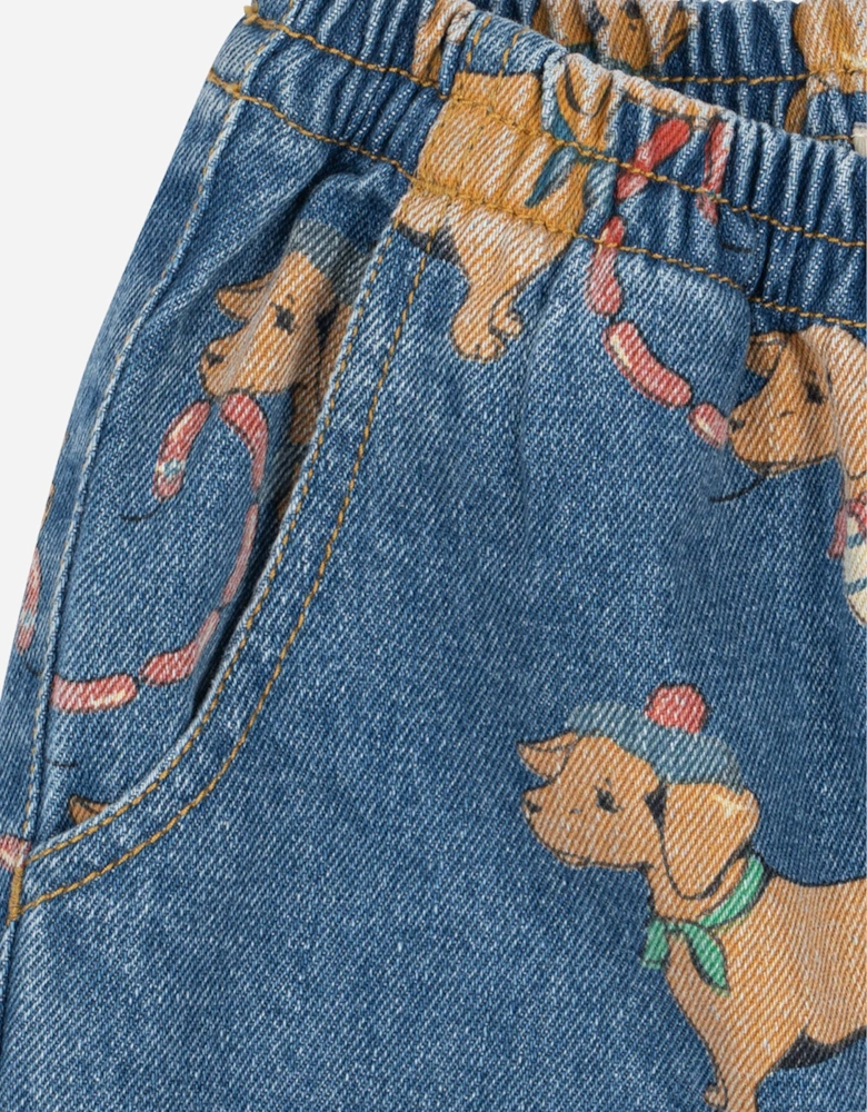 Konges Sløjd Girls Magot Dachshund Denim Pants in Blue