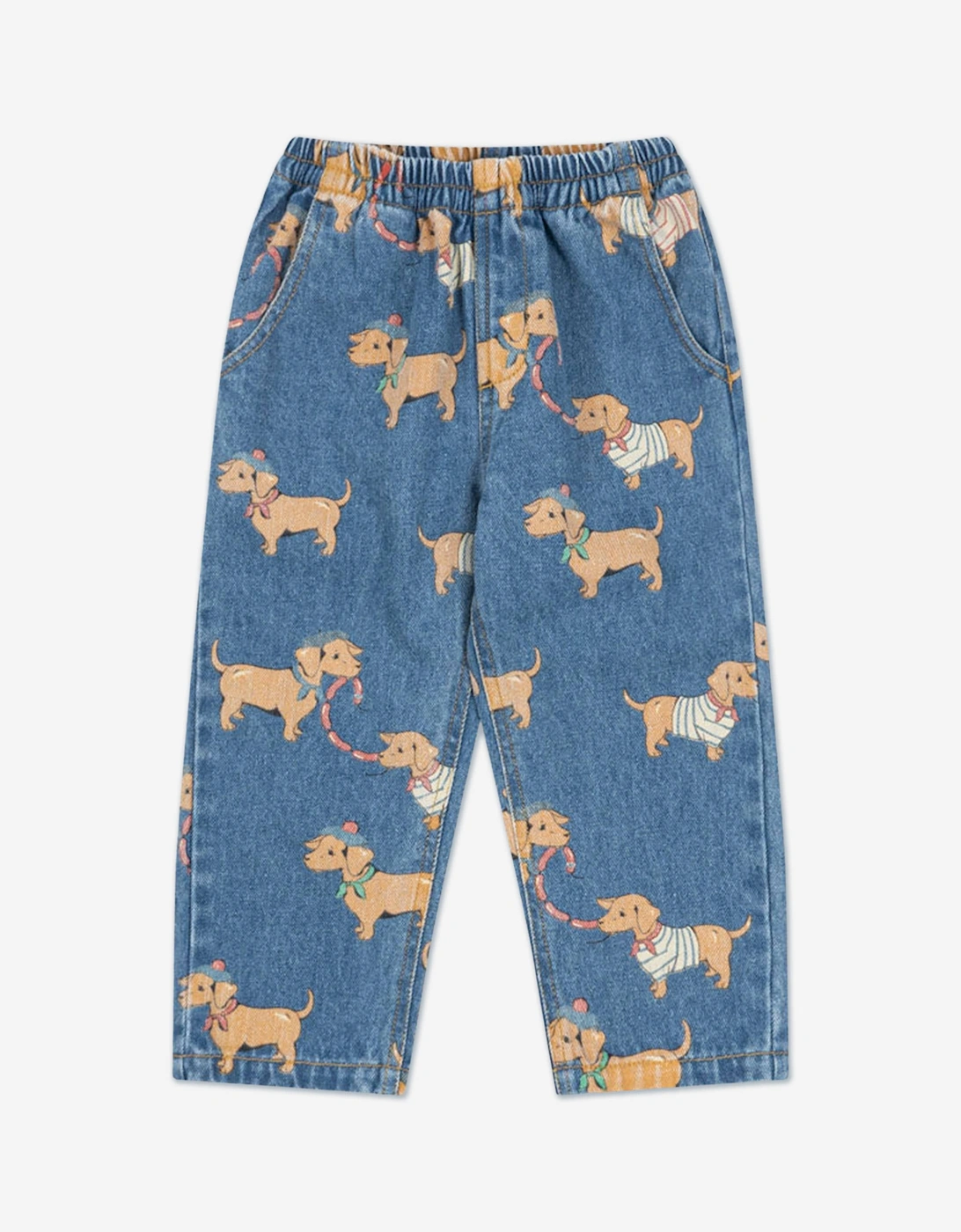 Konges Sløjd Girls Magot Dachshund Denim Pants in Blue, 6 of 5