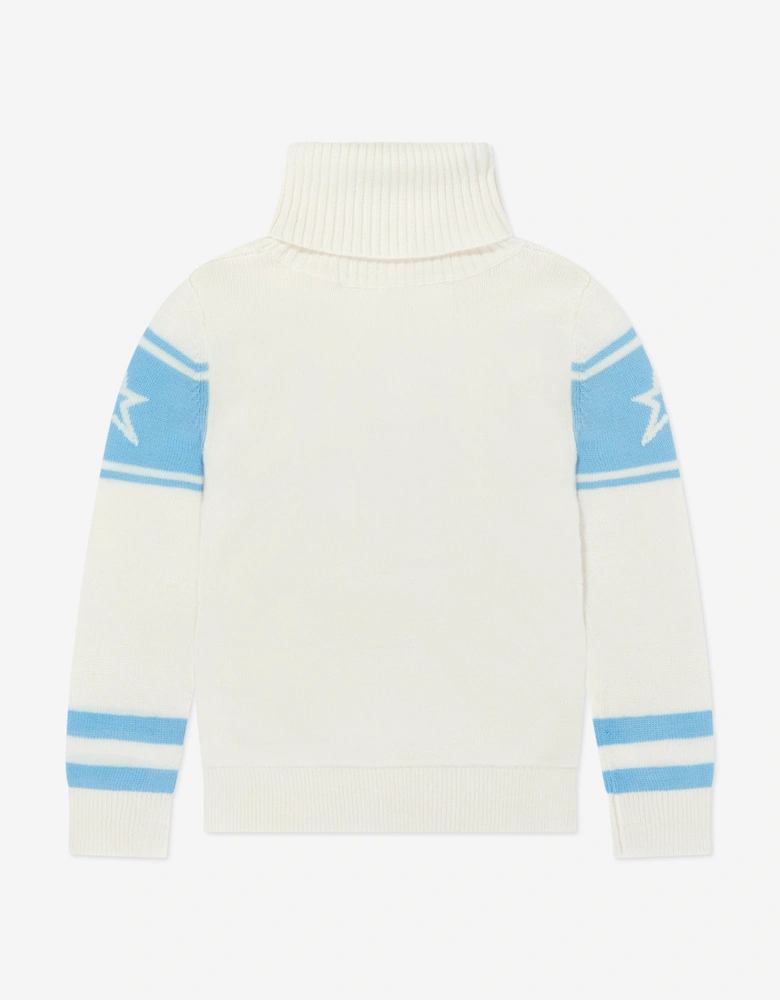 Girls Merino Wool Schild Jumper in White