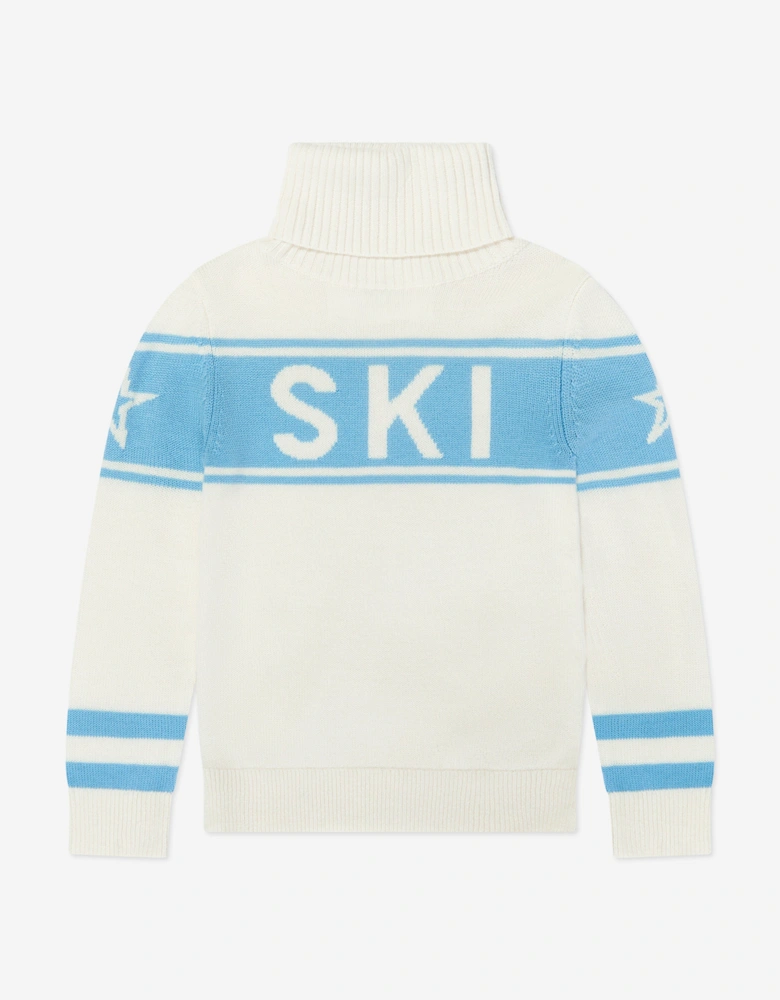 Girls Merino Wool Schild Jumper in White