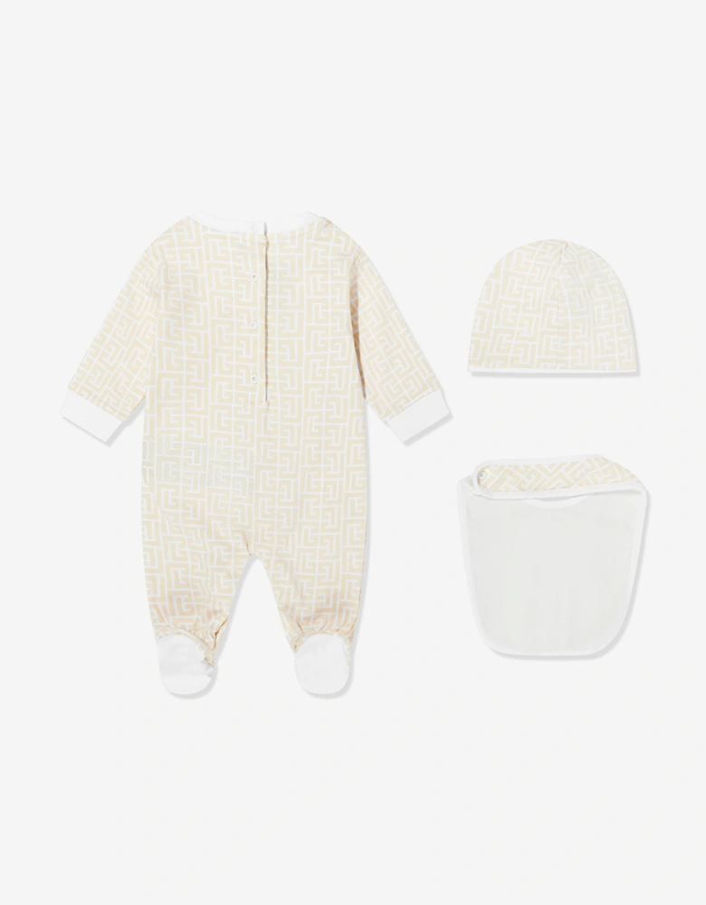 Baby Monogram Babygrow Set in Beige