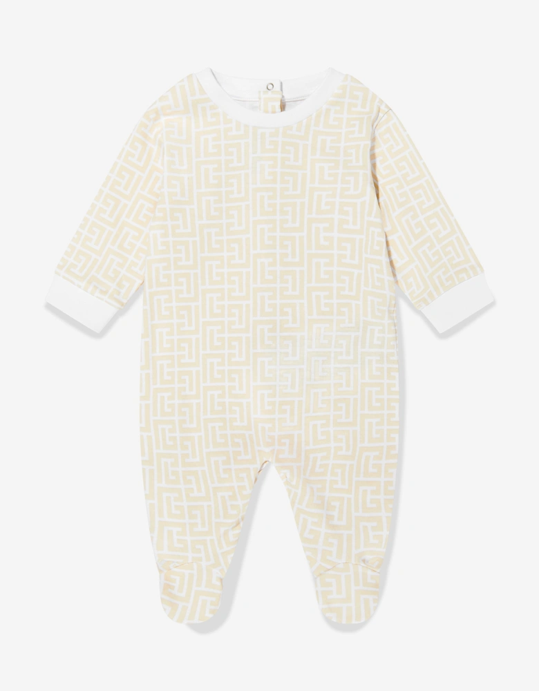 Baby Monogram Babygrow Set in Beige