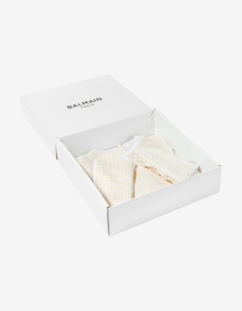 Baby Monogram Babygrow Set in Beige