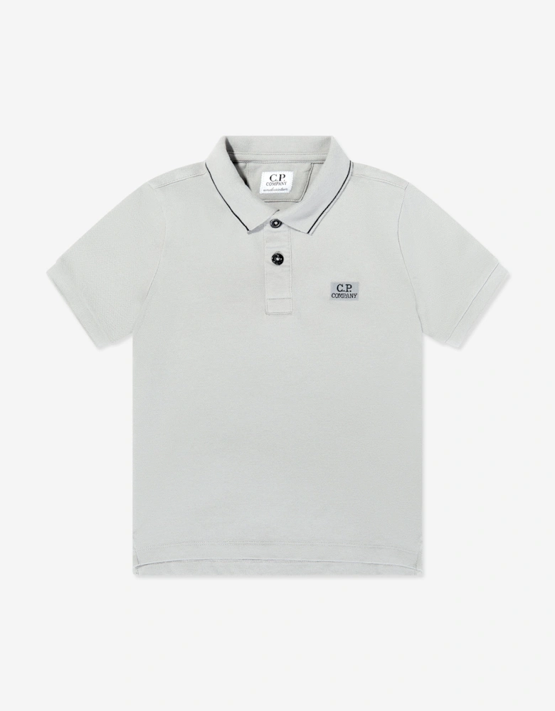 C.P. Company Boys Logo Polo Shirt in Grey