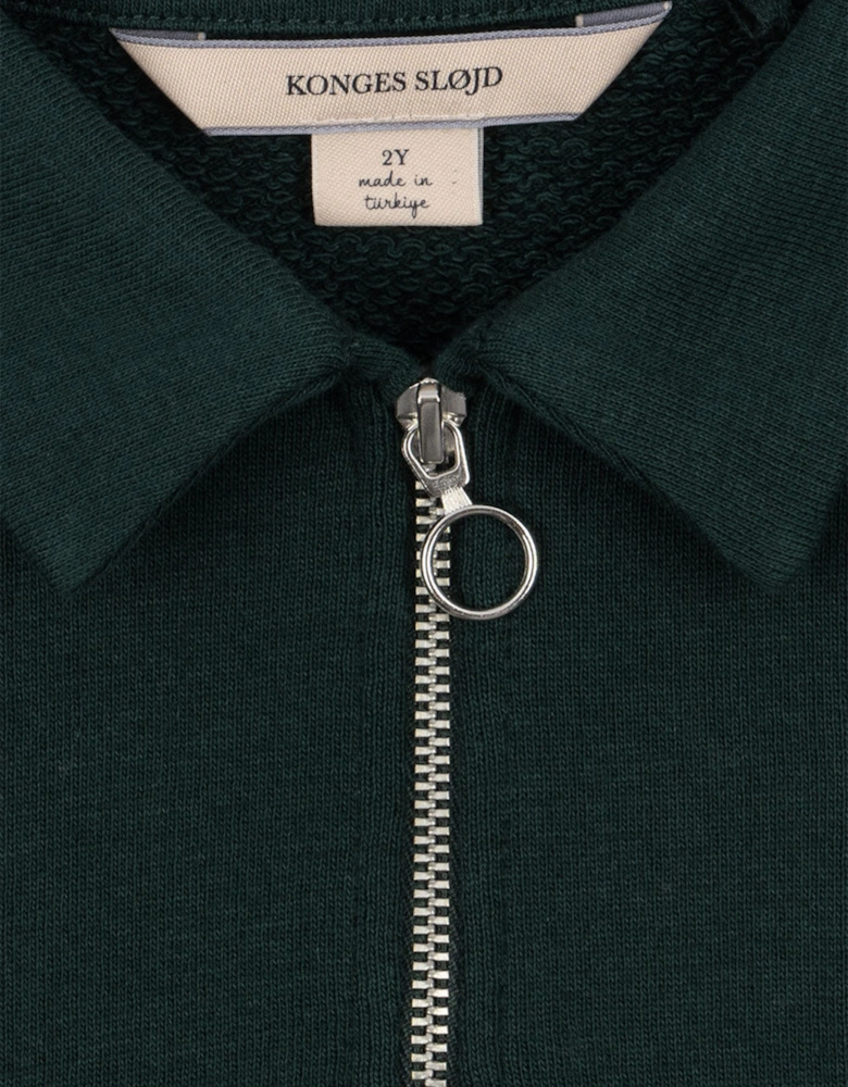 Konges Sløjd Boys Doggy Half Zip Sweatshirt in Green