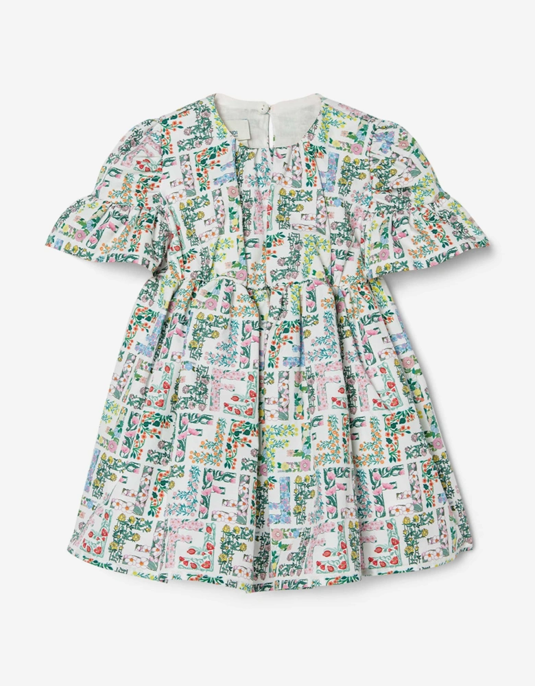 Baby Girls Cotton FF Bloom Dress in Multicolour