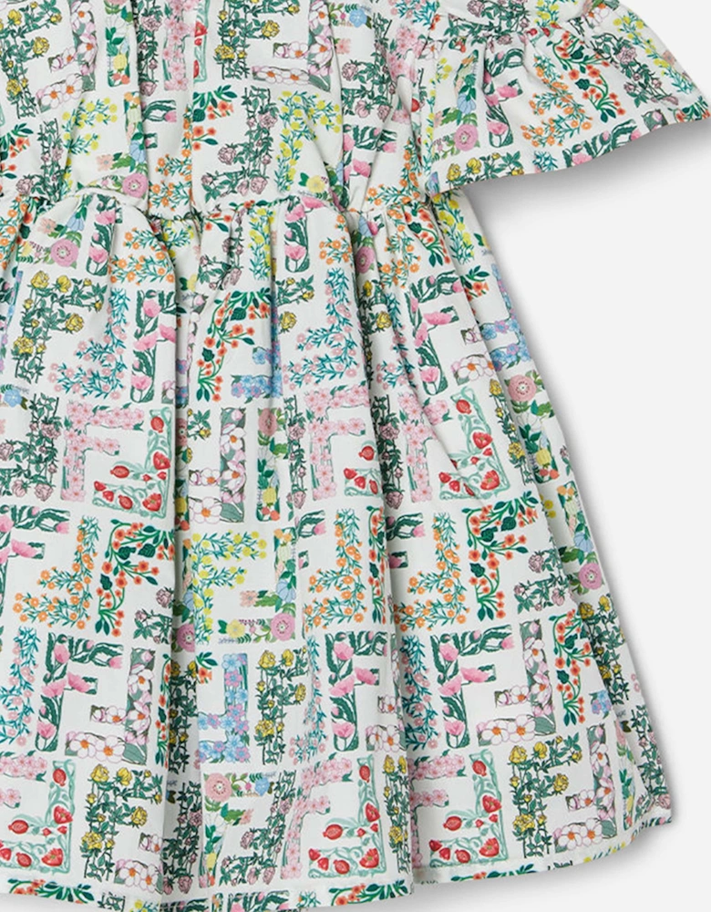 Baby Girls Cotton FF Bloom Dress in Multicolour