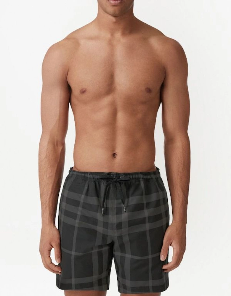 Martin Check Swim Shorts Black Grey