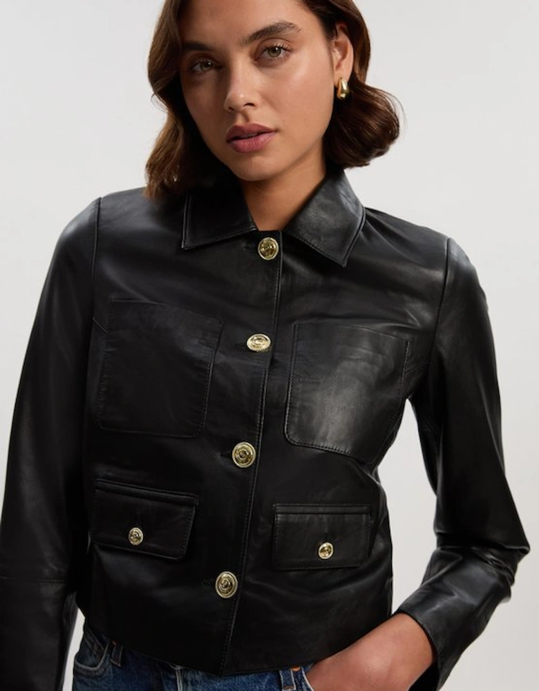 Leather Pocket Tailored Jacket