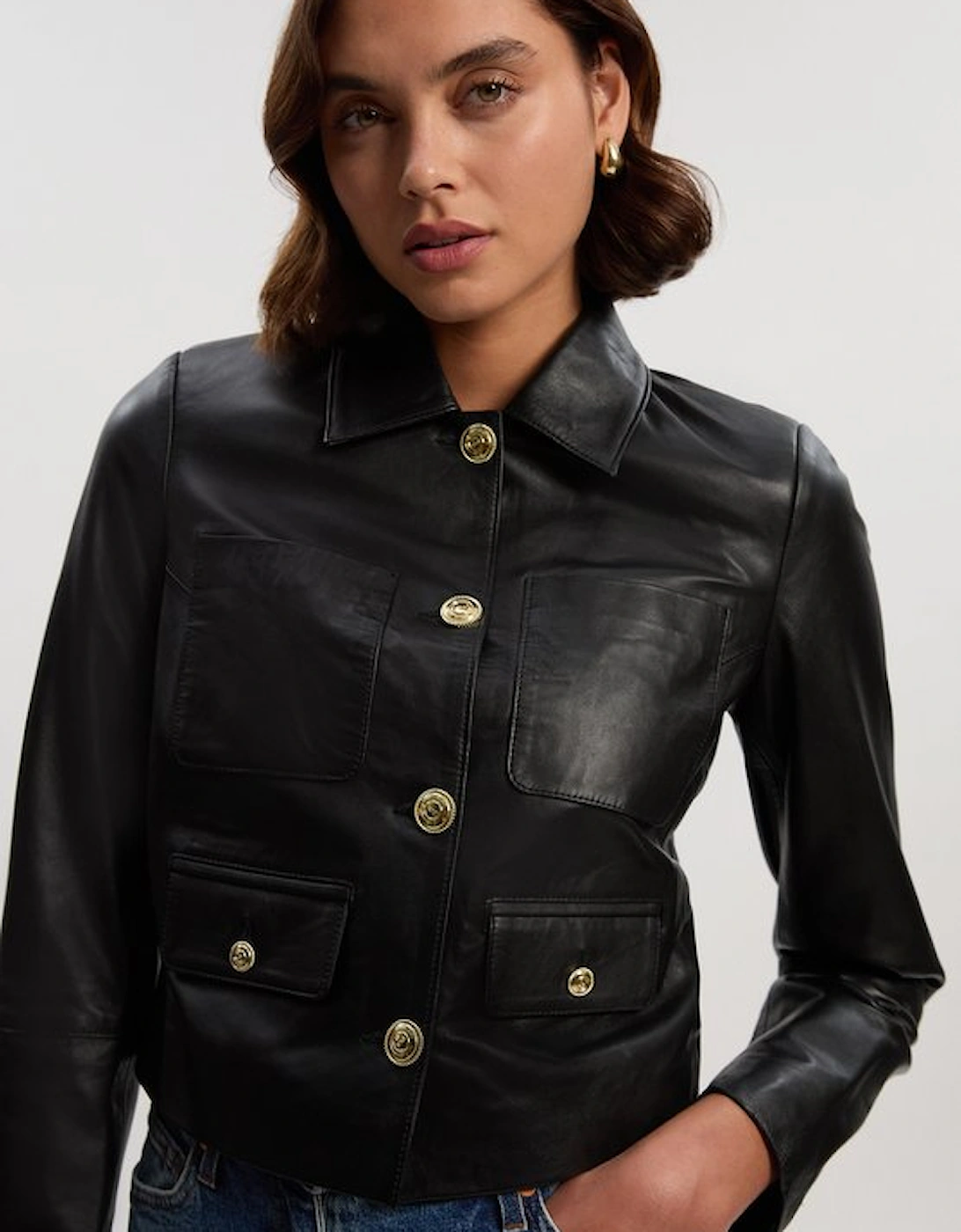 Leather Pocket Tailored Jacket