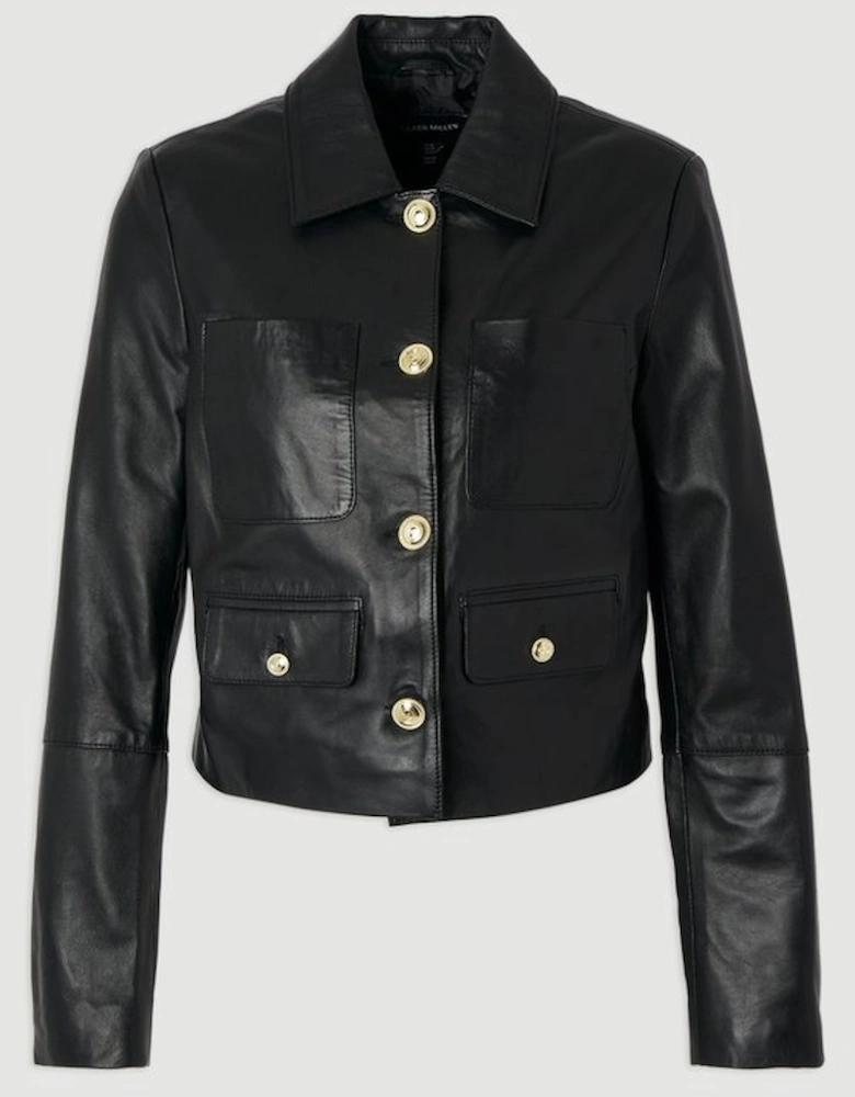 Leather Pocket Tailored Jacket