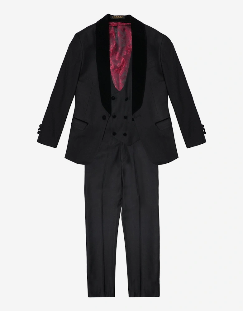 Romano Boys Banana Collar 3 Piece Suit in Black