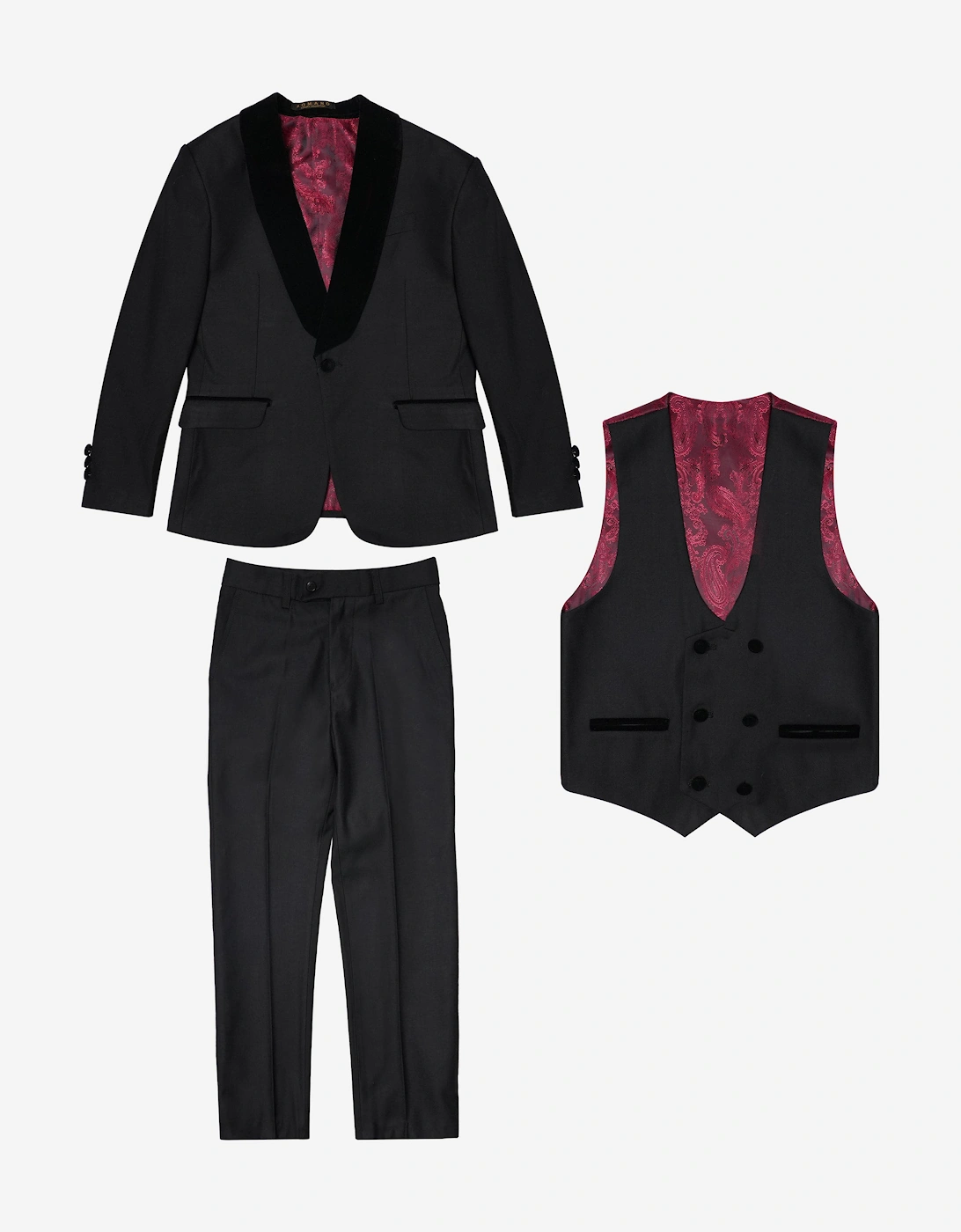 Romano Boys Banana Collar 3 Piece Suit in Black