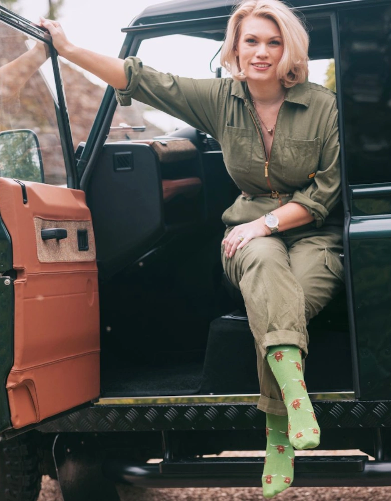 Highland Cow Women's Bamboo Socks, Green