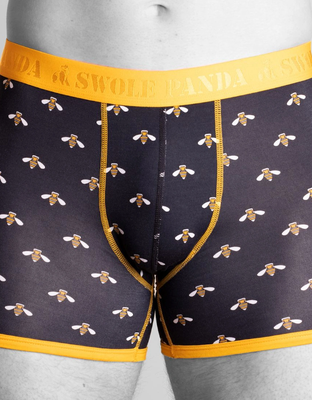 Swole Panda Men's Black Bumblebees Bamboo Boxer Brief, Navy/Yellow  36/37/38/39/40 Xl Size 36-40" / 92-102Cm