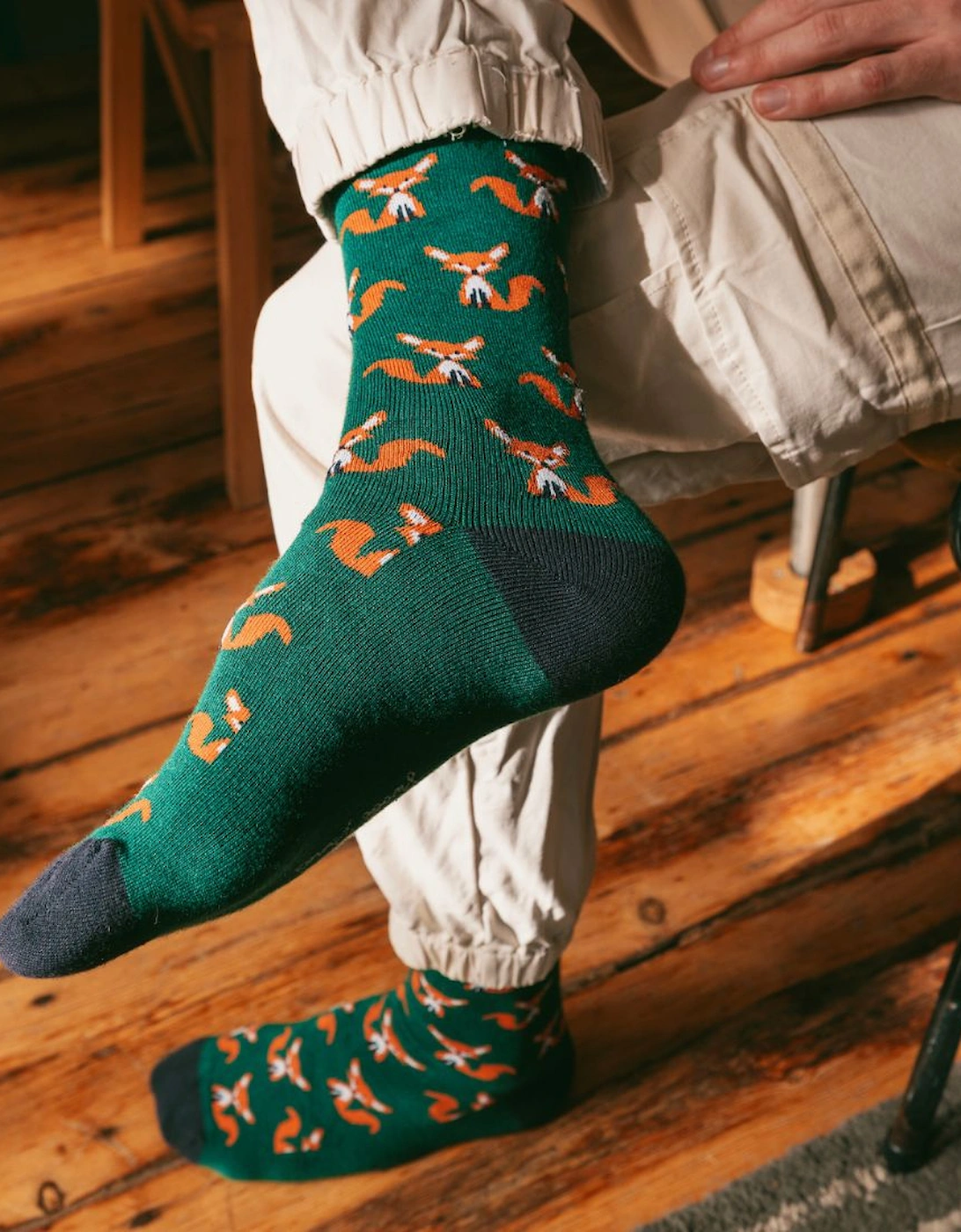 Mr Fox Bamboo Socks, Green