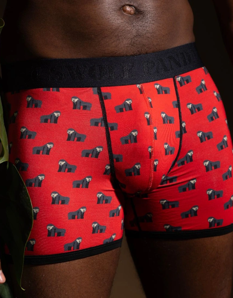 Gorillas Bamboo Boxer Brief, Red/black