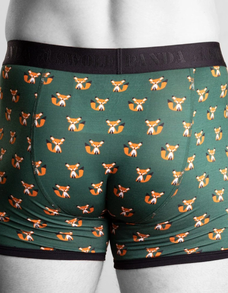 Foxes Bamboo Boxer Brief, Green/black