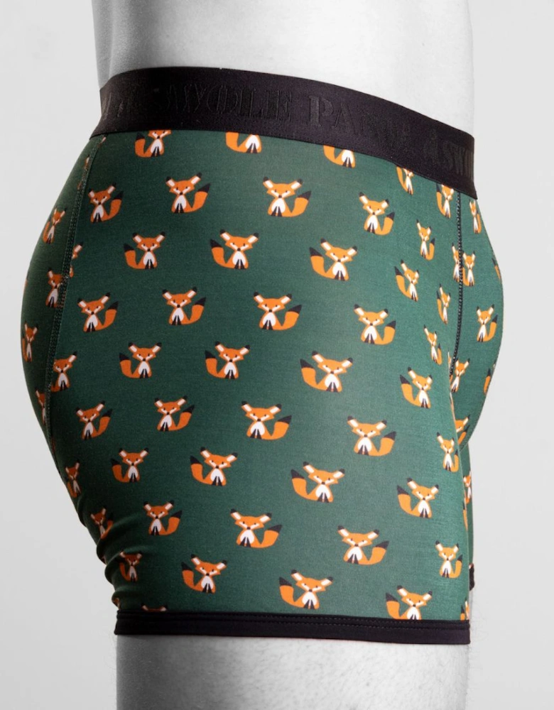 Foxes Bamboo Boxer Brief, Green/black