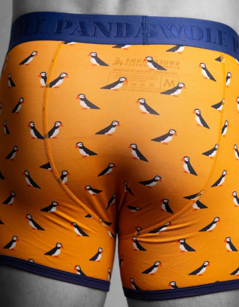 Puffins Bamboo Boxer Brief, Orange/blue