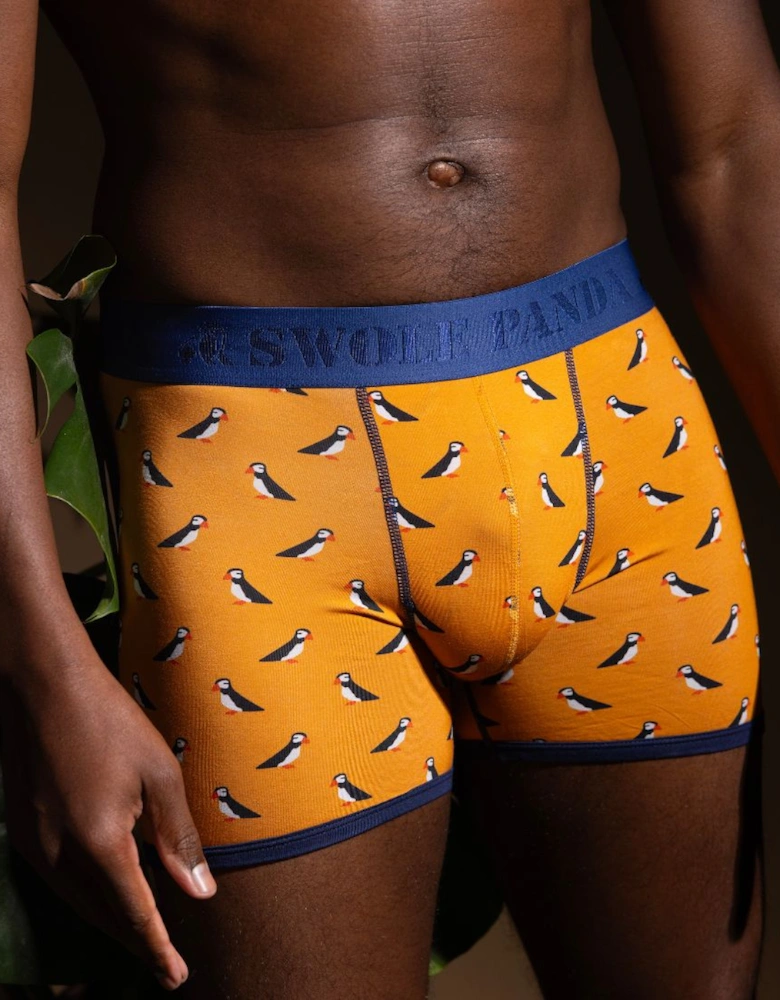 Puffins Bamboo Boxer Brief, Orange/blue