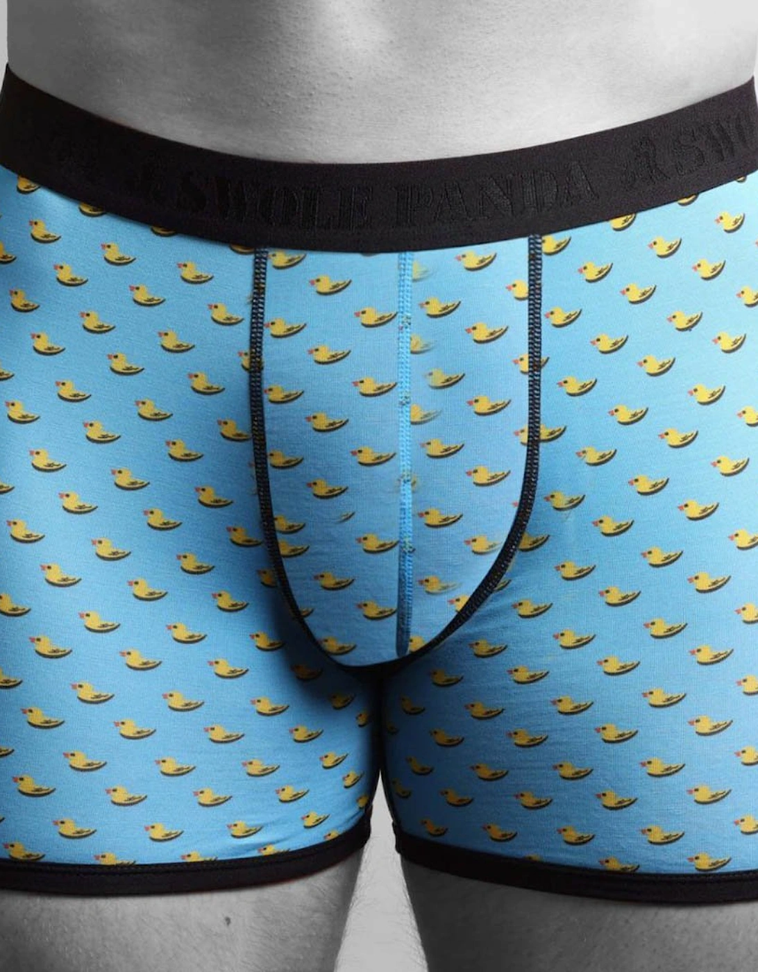 Swole Panda Men's Blue Ducks Bamboo Boxer Brief In /Black  36/34/35 L Size 34-36" / 86-92Cm