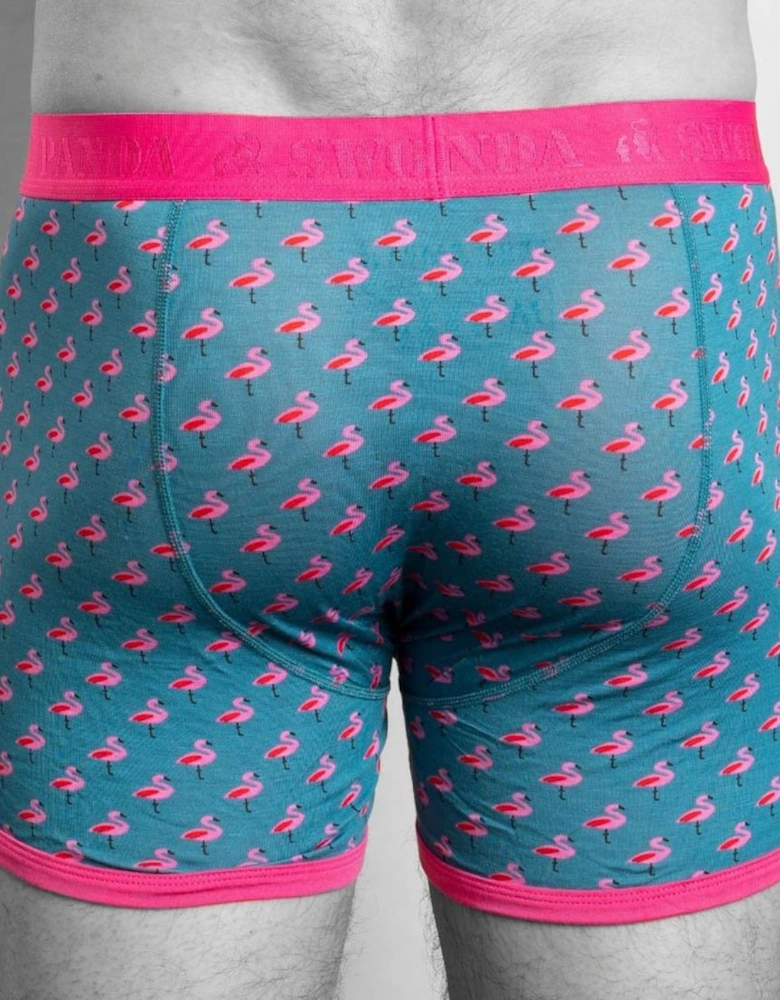 Flamingos Bamboo Boxer Brief, Blue/pink