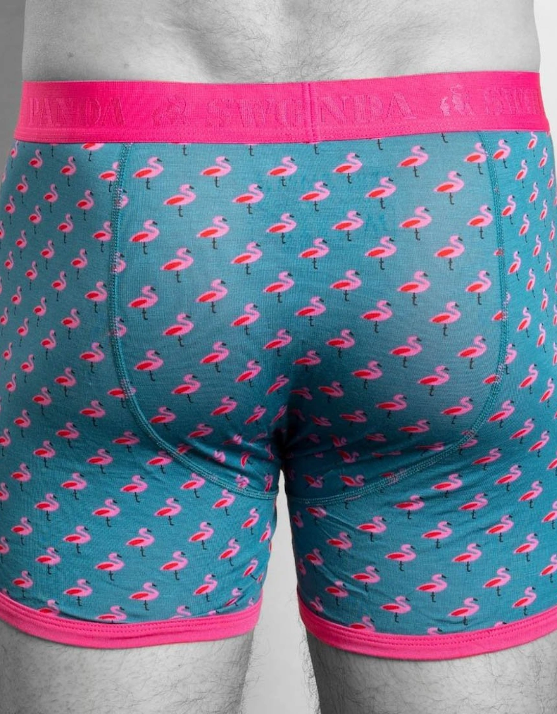 Flamingos Bamboo Boxer Brief, Blue/pink