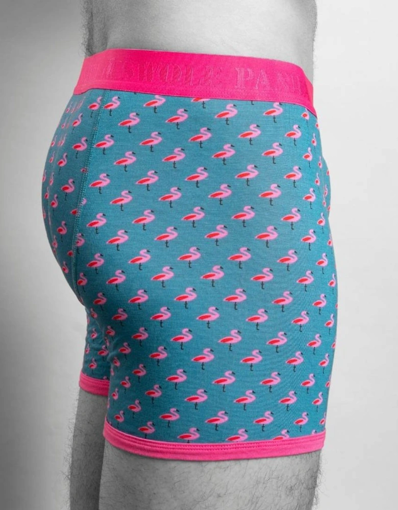 Flamingos Bamboo Boxer Brief, Blue/pink