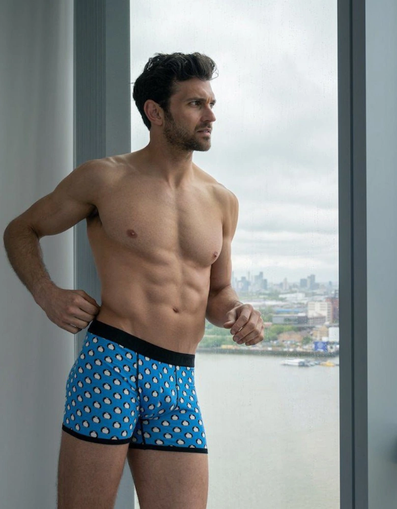 Penguins Bamboo Boxer Brief, Blue/black