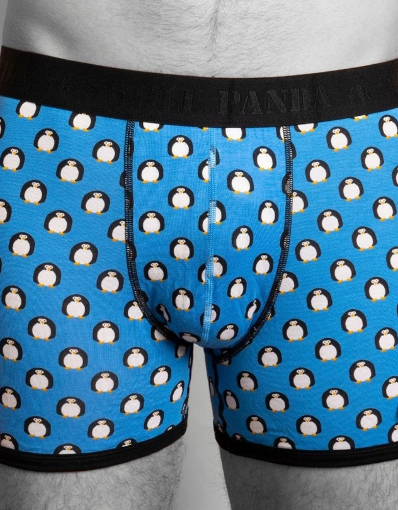 Penguins Bamboo Boxer Brief, Blue/black