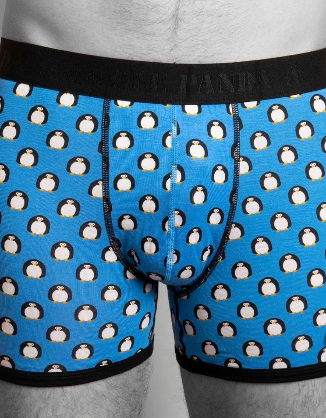 Swole Panda Men's Blue Penguins Bamboo Boxer Brief, /Black  36/37/38/39/40 Xl Size 36-40" / 92-102Cm