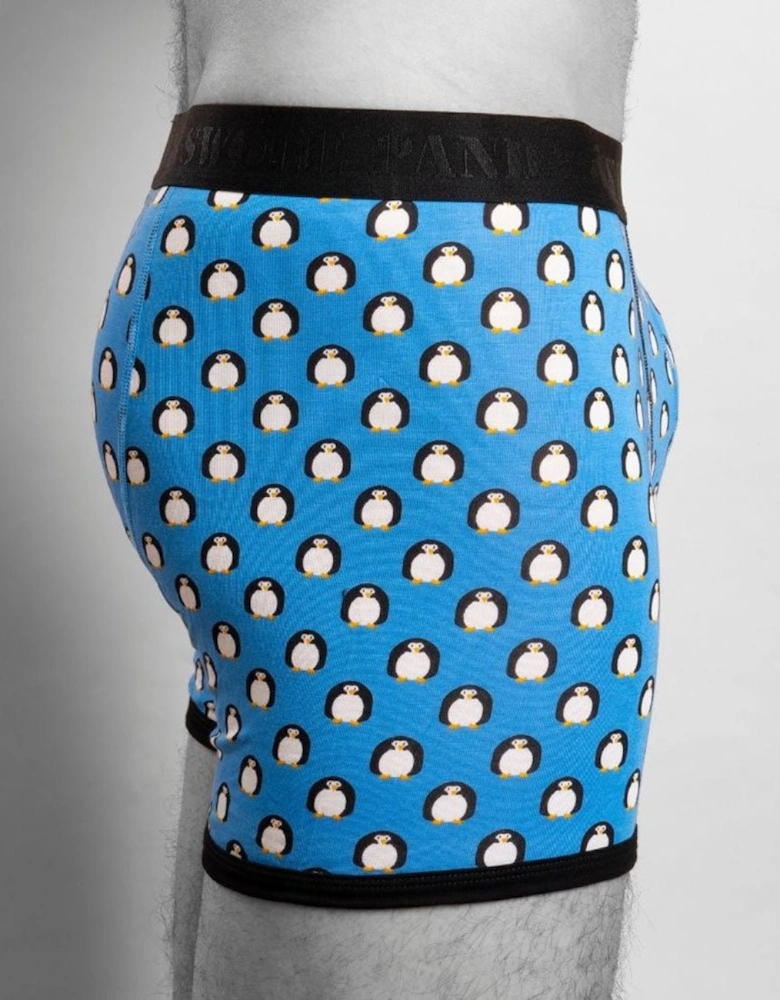 Penguins Bamboo Boxer Brief, Blue/black