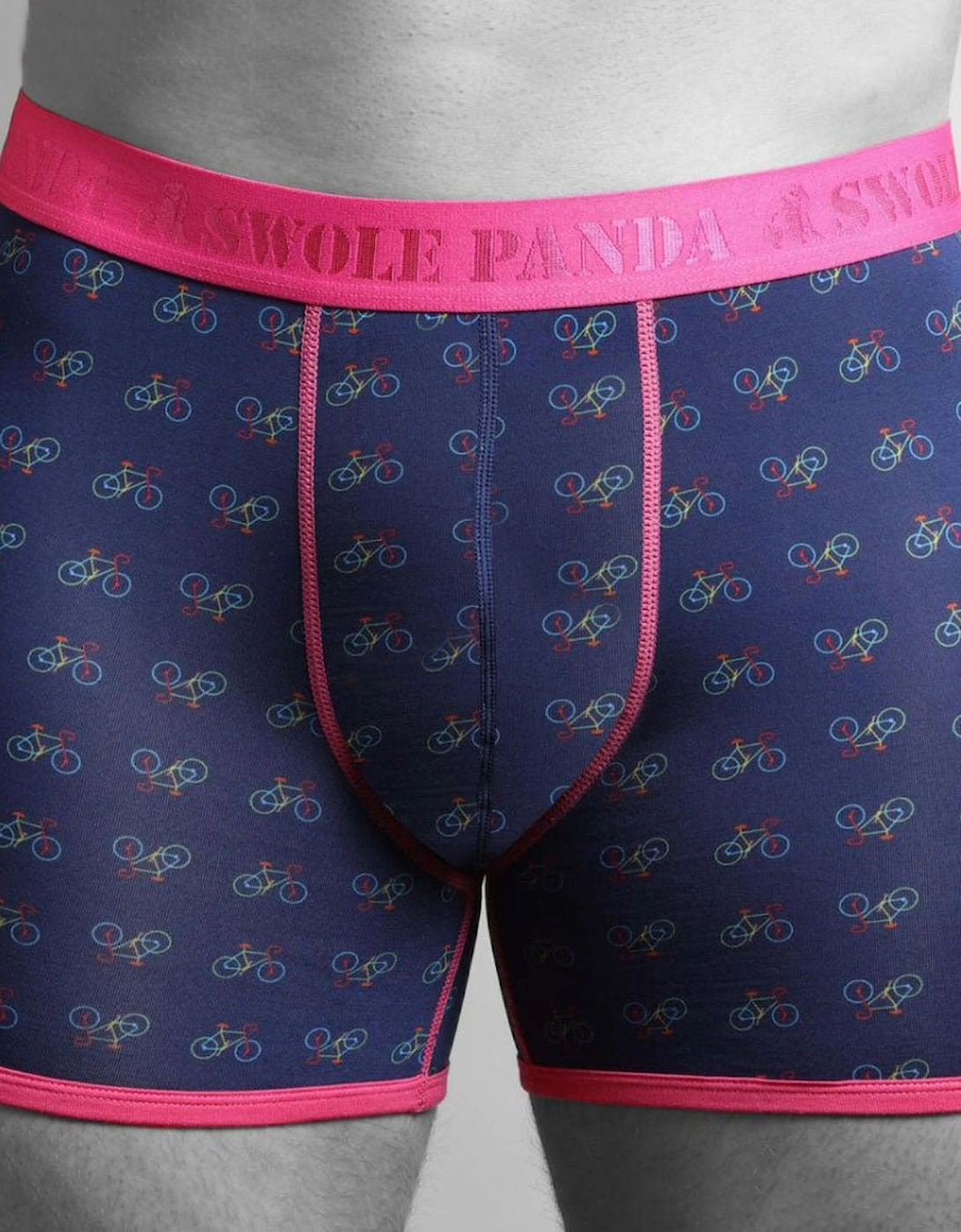 SWOLE PANDA Men's Bicycles Bamboo Boxer Brief, Blue/pink - Navy - Size: XL 36-40" / 92-102cm