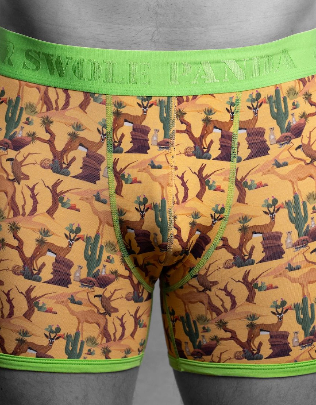 Swole Panda Men's Yellow Savannah Bamboo Boxer Brief,  36/37/38/39/40 Xl Size 36-40" / 92-102Cm