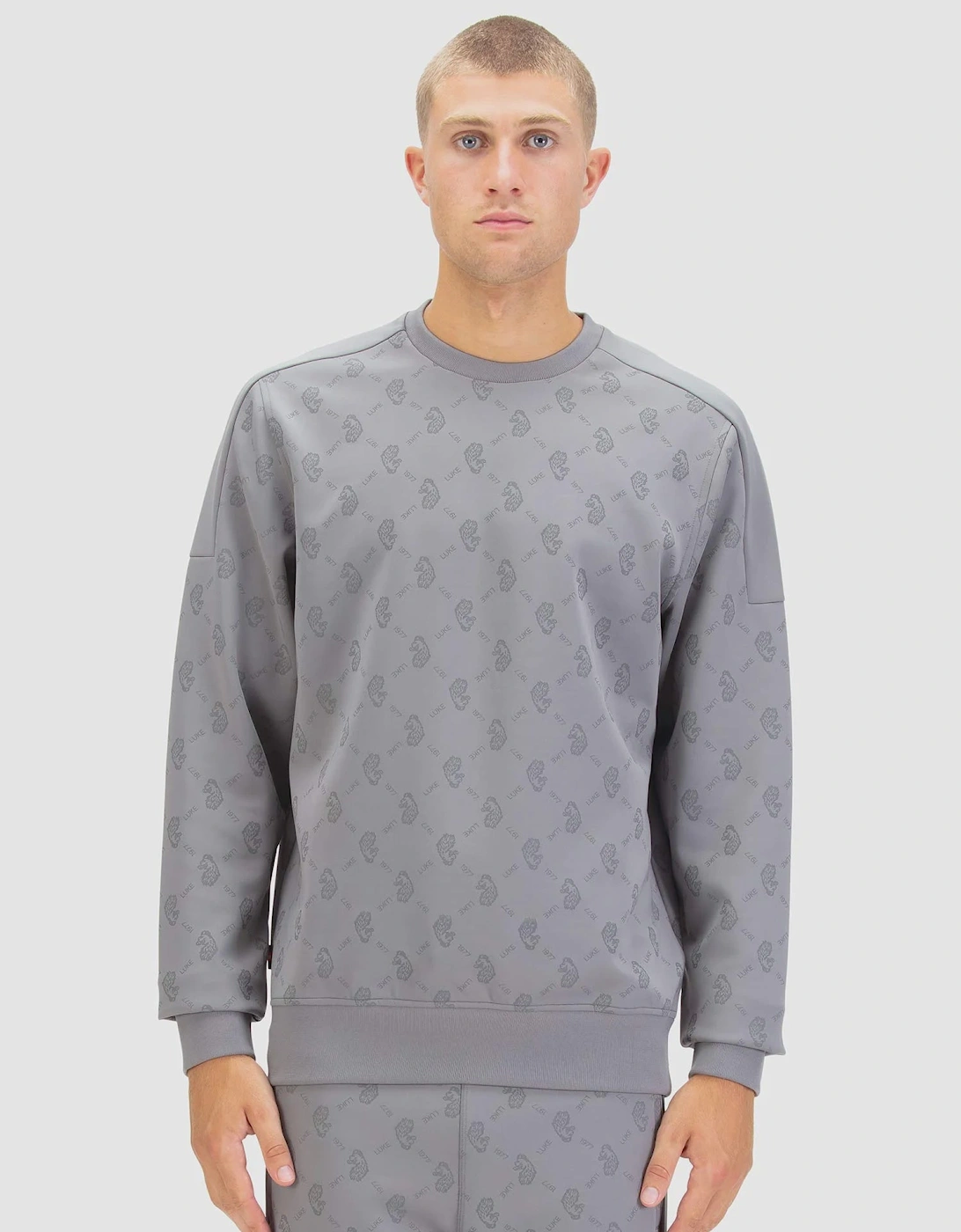 LUKE1977 Gazzas Tears Overprint Sweatshirt - Concrete Grey, 7 of 6