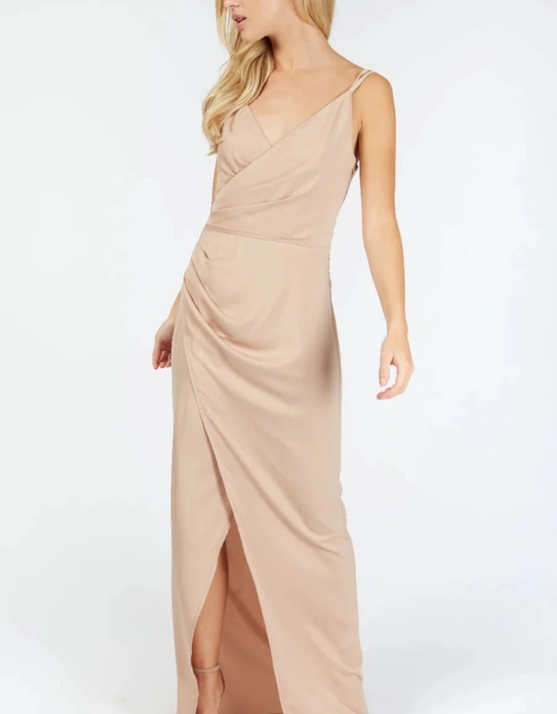 Tegan Satin Mock Wrap Maxi Dress