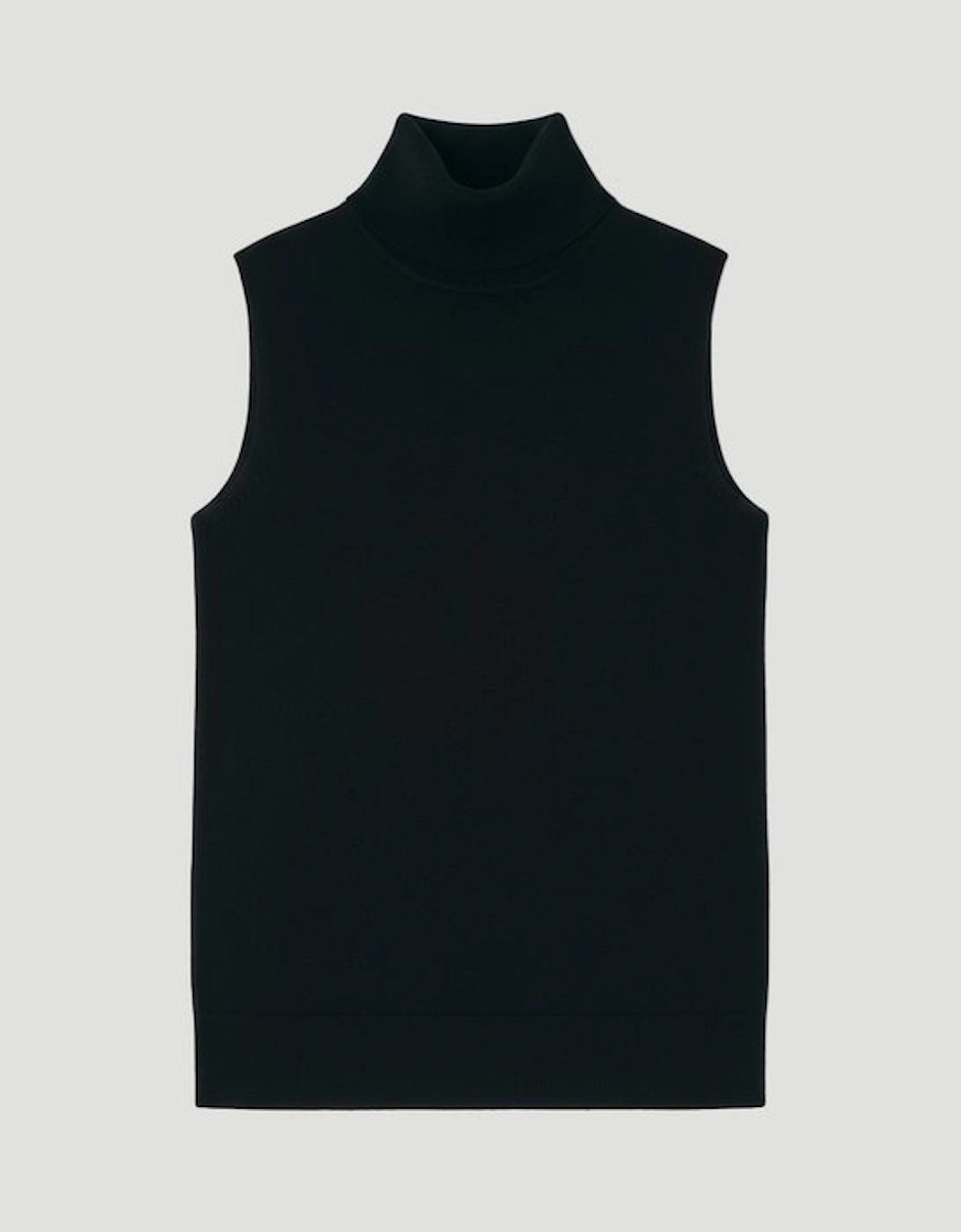 Cashmere Wool Blend Sleeveless Roll Neck Knit Top